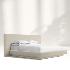 Cama beige de textura suave contemporánea