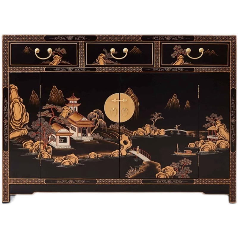 Nuevo gabinete de entrada clásica pintada a mano de estilo chino