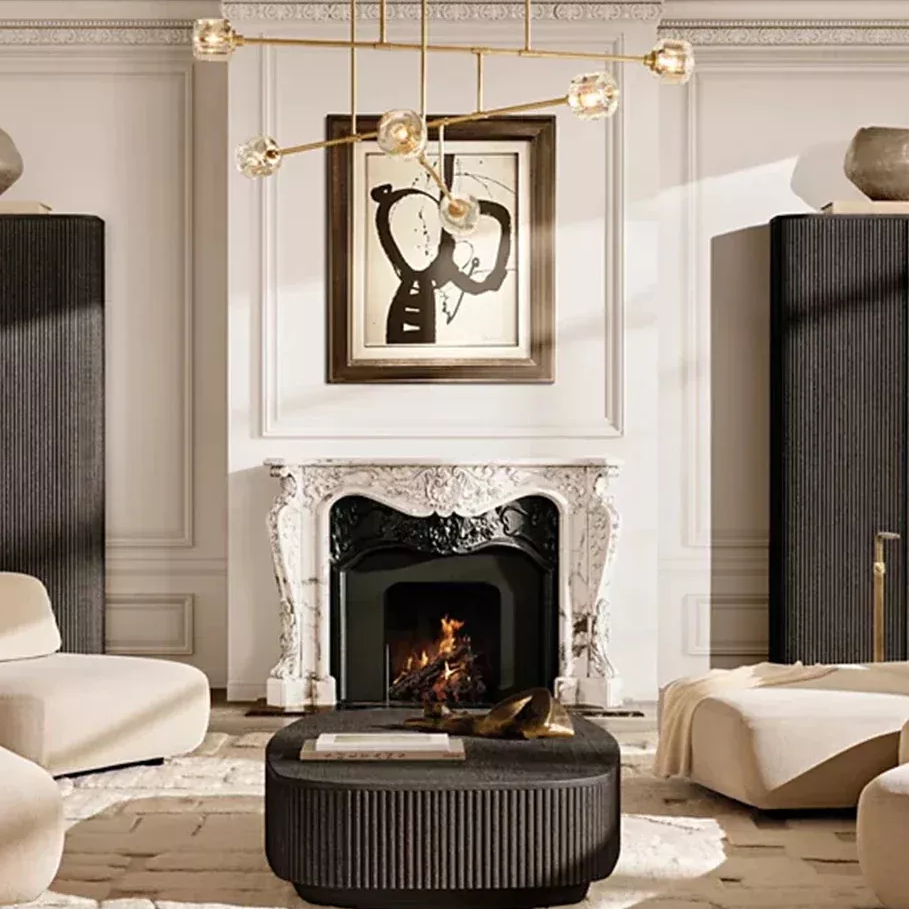 Renovación de encanto de madera: la decodificación estética espacial de la mesa de café de patrón vertical beige claro