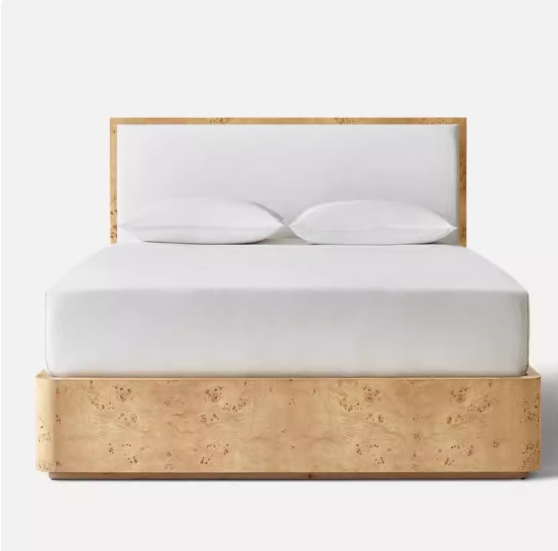 Acabado de corteza de árbol Cama de panel de madera maciza de roble blanco mate