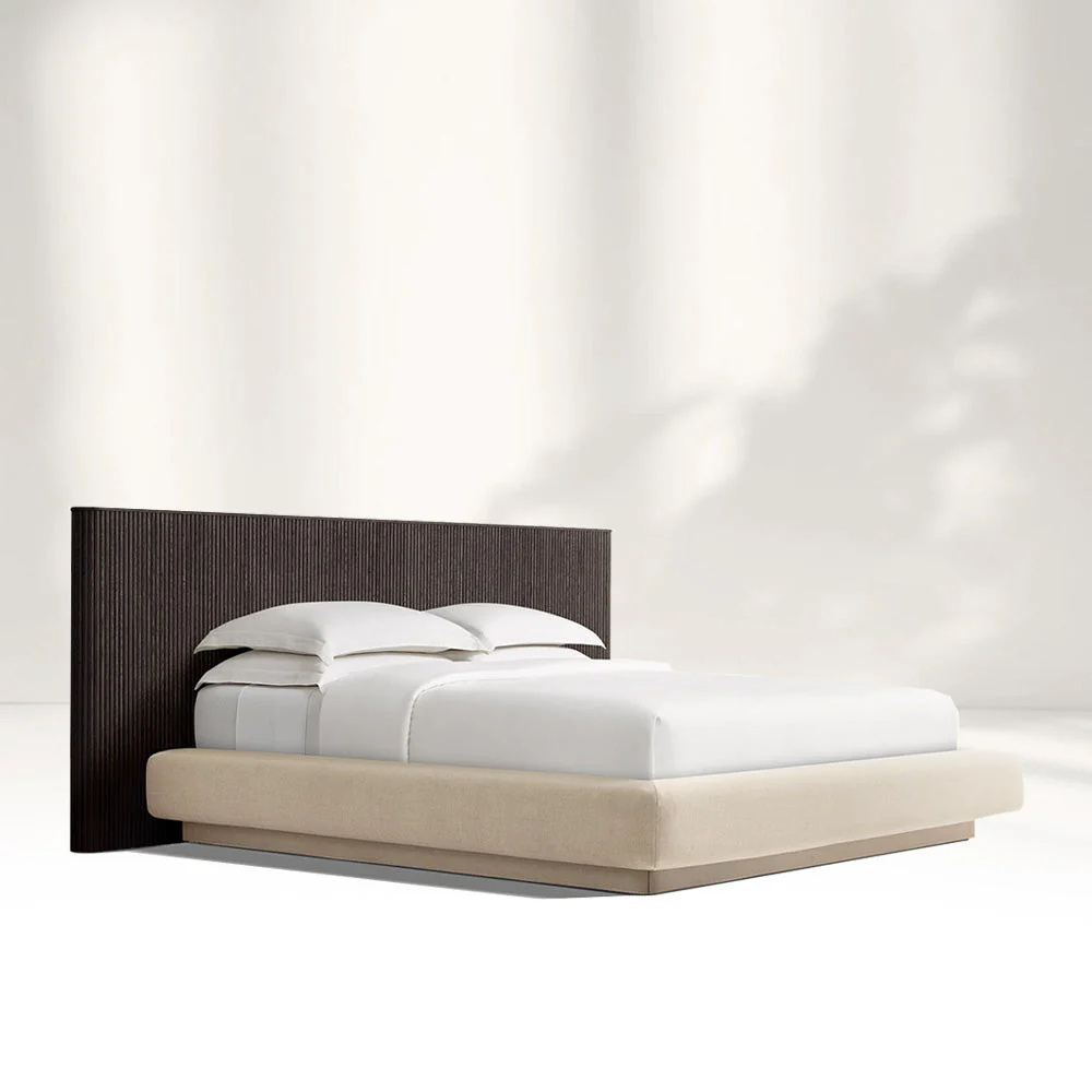 Marco de cama de madera extendido con base de tela