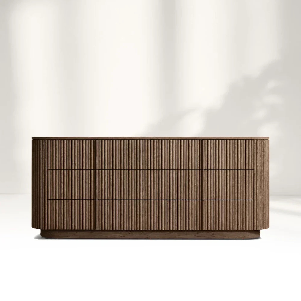 Modern Minimalista Minimalist Seis Drawer Dresser con rayas verticales