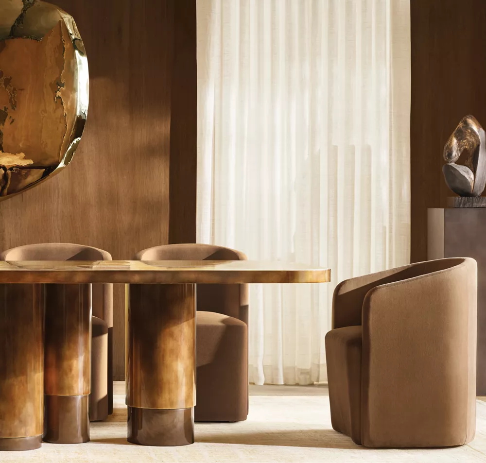 Sillón minimalista de tela moderna hecha de madera maciza para cenar