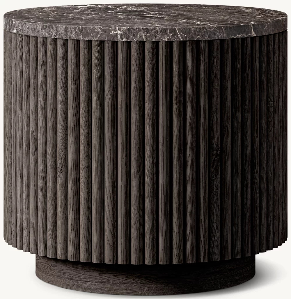 Mesa lateral redonda de piedra