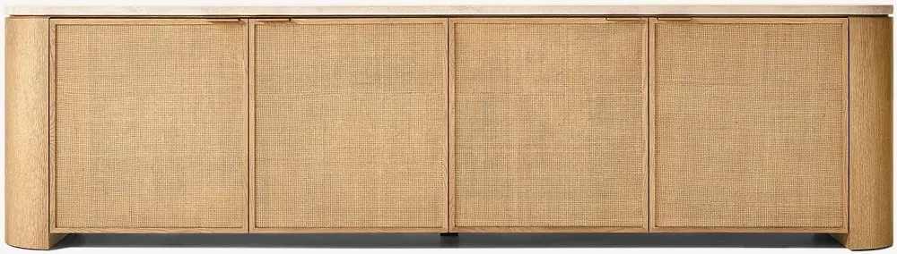 Consola de medios de 4 puertas tejidas